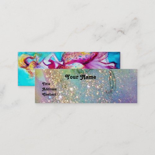 YOUNG GIRL BEAUTY FASHION Blue Green Sparkles Mini Business Card