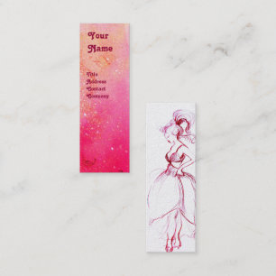 YOUNG GIRL BEAUTY FASHION Red Pink,Fuchsia White Mini Business Card