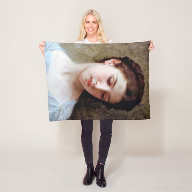 Young Girl, Bouguereau Fleece Blanket (In Situ)