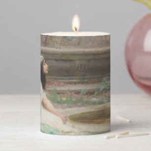 Young Girl By a Pool (by Herbert Draper) Pillar Candle