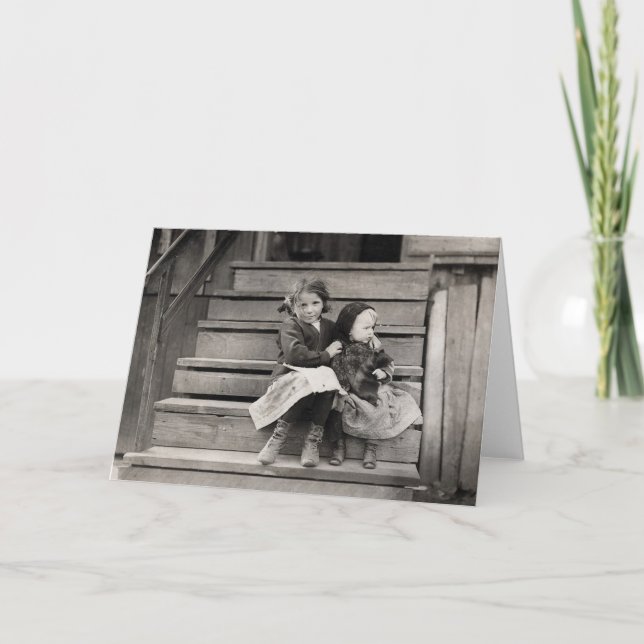 Young Girl Caring for her Sister, 1911 Card (Front)