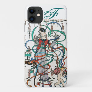 YOUNG GIRL ,COLORFUL RIBBON SWIRLS ,CUPID Monogram iPhone 11 Case