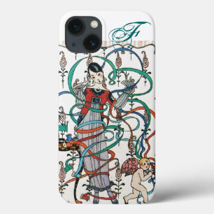 YOUNG GIRL ,COLORFUL RIBBON SWIRLS ,CUPID Monogram iPhone 13 Case