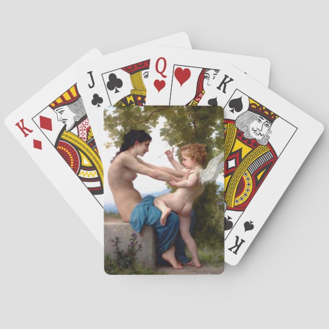 Young Girl Defending Herself Against Eros Cupid Poker Cards (Back)