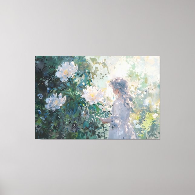 *~*  Young Girl FLOWERS TV2 Stretched Canvas Print (Front)