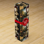 YOUNG GIRL ,GRAPE VINEYARD RED WAX SEAL MONOGRAM WINE GIFT BOX<br><div class="desc">Elegant painting of hanged grapes with blue ribbon.Beautiful blond young girl in gorgeous dress and gold jewelry with red hat and white feathers holding a plate full of red yellow grapes, grape vines , red green fall leaves with a lake landscape in background ( Salome ) by German painter Lucas...</div>