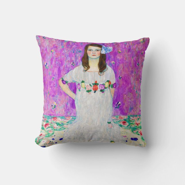 Young Girl, Gustav Klimt Throw Pillow (Front)