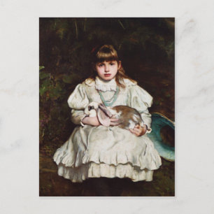 Young Girl Holding a Pet Rabbit postcard