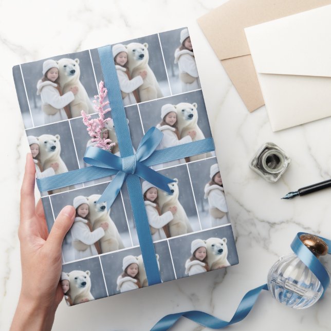 Young Girl Hugging a Polar Bear Wrapping Paper (Gifting)