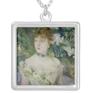 Young girl in a ball gown, 1879 silver plated necklace
