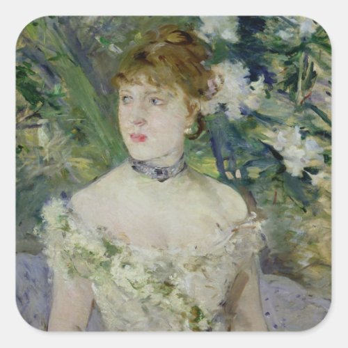 Young girl in a ball gown 1879 square sticker
