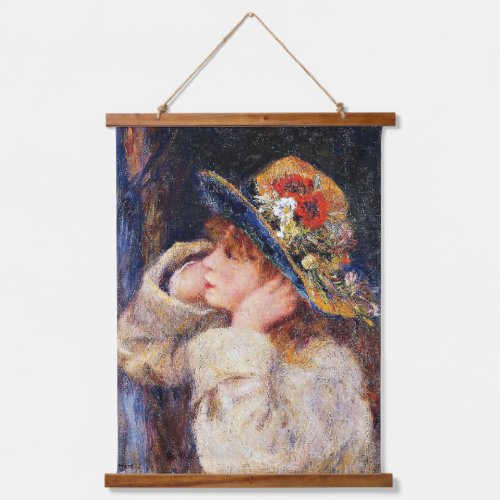 Young Girl in a Hat with Wildflowers Hanging Tapestry