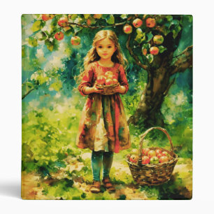 Young Girl in an Apple Orchard 3 Ring Binder
