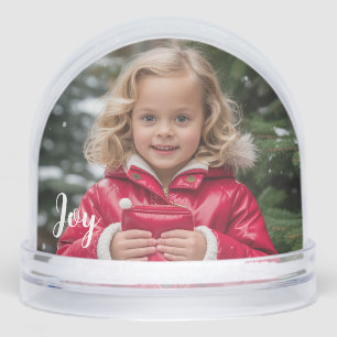 Young Girl in Red Christmas Photo Snow Globe