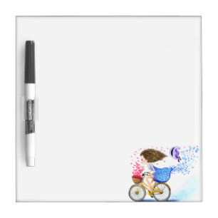 Young Girl On A Bike Dry Erase Board Love