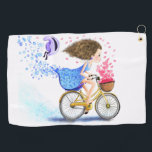 Young Girl On A Bike Golf Towel Romantic<br><div class="desc">Golf Towels with Happy Young Girl On A Bike - Romantic Love Hearts and Flowers Fun Drawing - Choose / Add Your Unique Text and Colors - Make Your Special Gift - Resize and move or remove and add elements / text with customization tool ! - Drawing and Design by...</div>