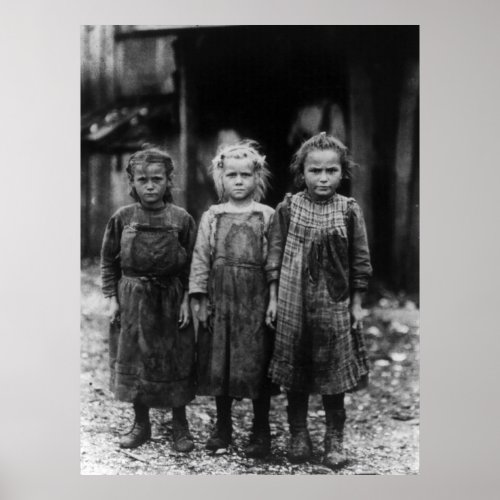 Young Girl Oyster Shuckers early 1900s Poster