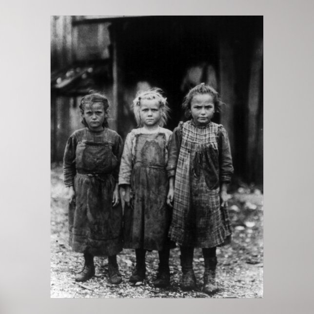 Young Girl Oyster Shuckers, early 1900s Poster (Front)