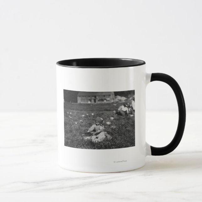 Young Girl Picking Cranberries Photograph Mug (Right)