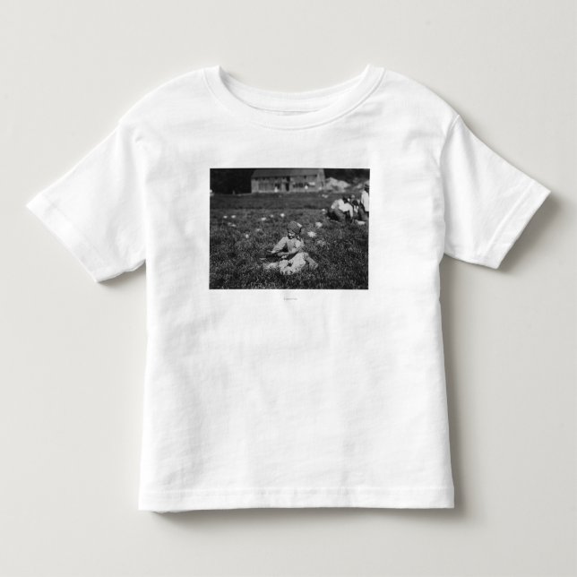 Young Girl Picking Cranberries Photograph Toddler T-shirt (Front)
