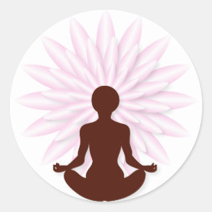 Young girl practicing yoga classic round sticker