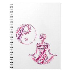 Young girl practicising yoga under Yin Yang symbol Notebook