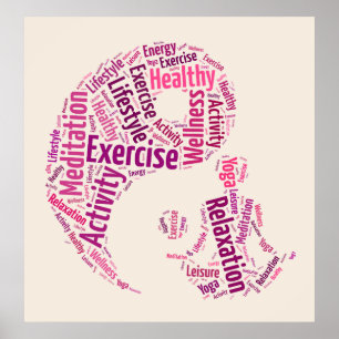 Young girl practicising yoga under Yin Yang symbol Poster