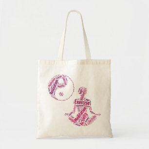 Young girl practising yoga under Yin Yang symbol Tote Bag
