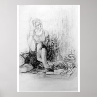 young girl reading a book poster