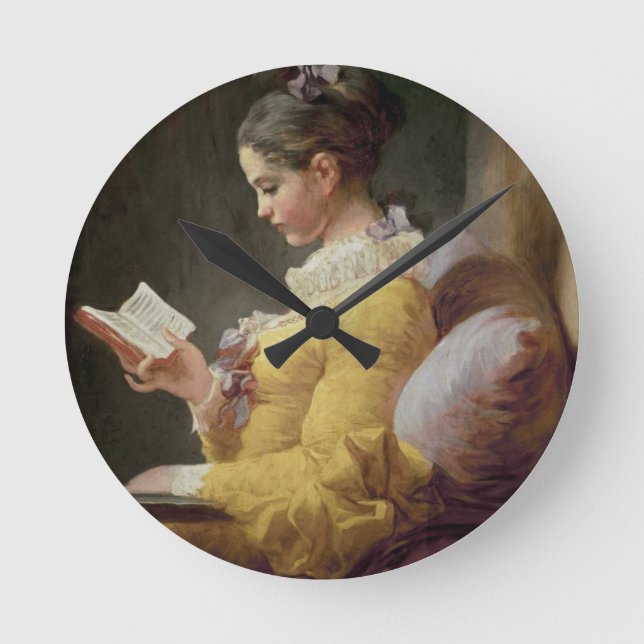 Young Girl Reading, c.1776 Round Clock (Front)