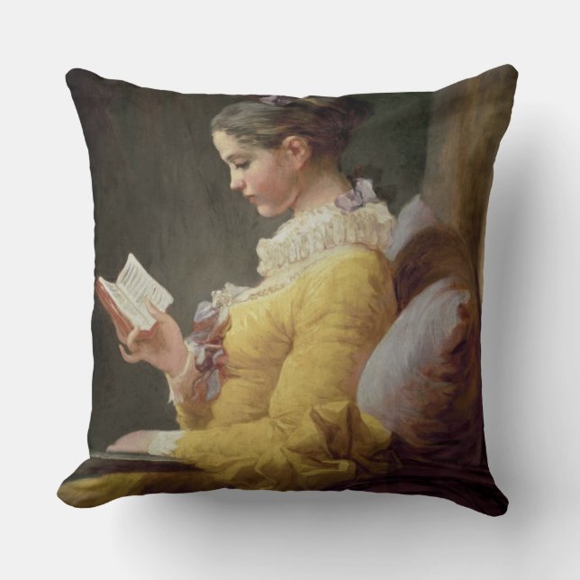 Young Girl Reading, c.1776 Throw Pillow (Front)