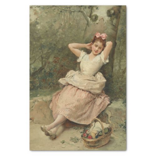 Young Girl Sitting At the Foot of a Tree Tissue Paper