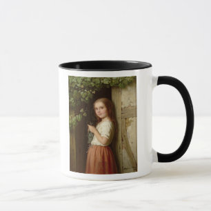 Young Girl Standing in a Doorway Knitting, 1863 Mug