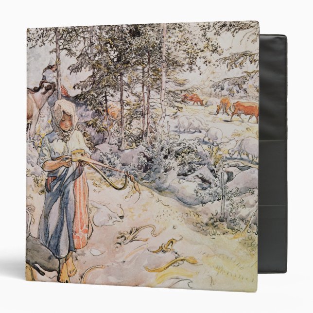 Young Girl Weaving, 1905 3 Ring Binder (Front/Inside)