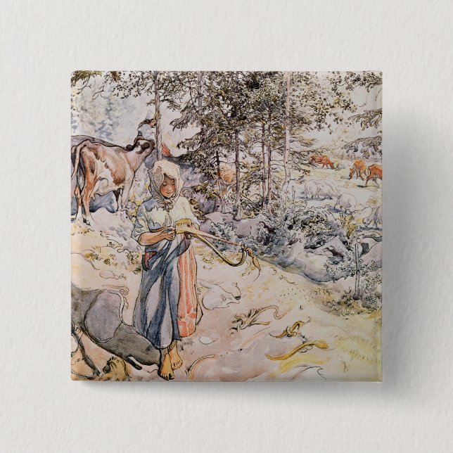 Young Girl Weaving, 1905 Button (Front)