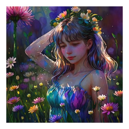  Young Girl Wild Flower Field AP56 Art Photo Print