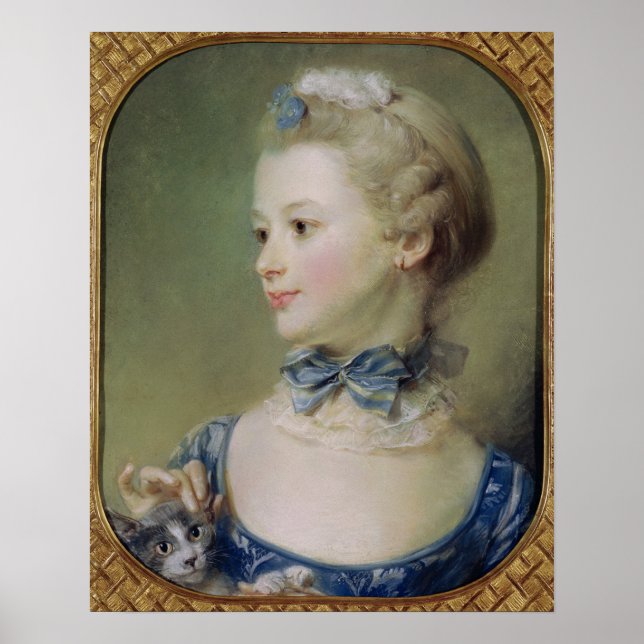 Young Girl with a Cat Poster (Front)