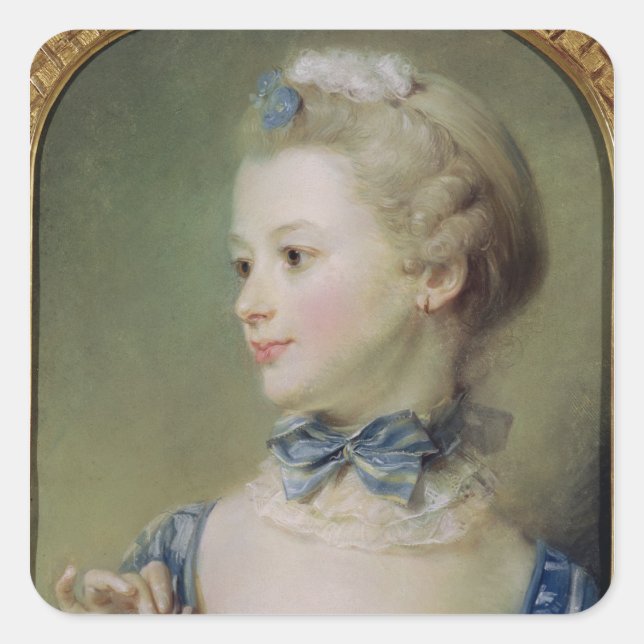 Young Girl with a Cat Square Sticker (Front)