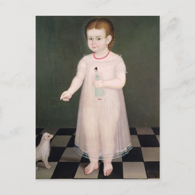 Young Girl with a Doll, 1838 Postcard (Front)
