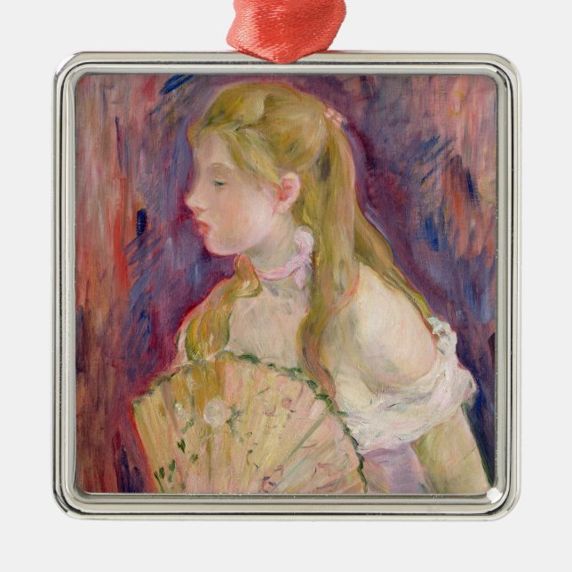 Young Girl with a Fan, 1893 Metal Ornament (Front)
