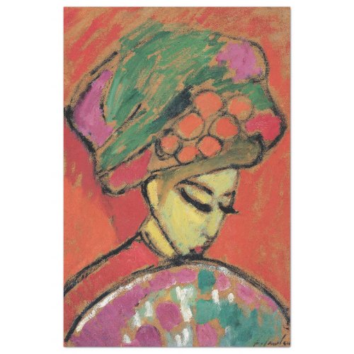 YOUNG GIRL WITH A FLOWERED HAT BY JAWLENSKY TISSUE PAPER