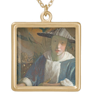 Young Girl with a Flute, c.1665-70 Gold Plated Necklace