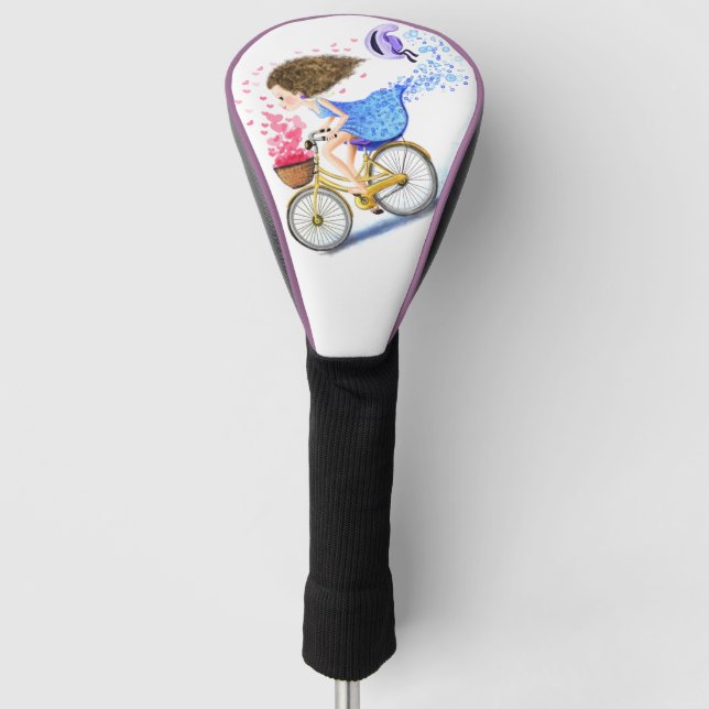 Young Girl with Bike Golf Head Cover (Front)