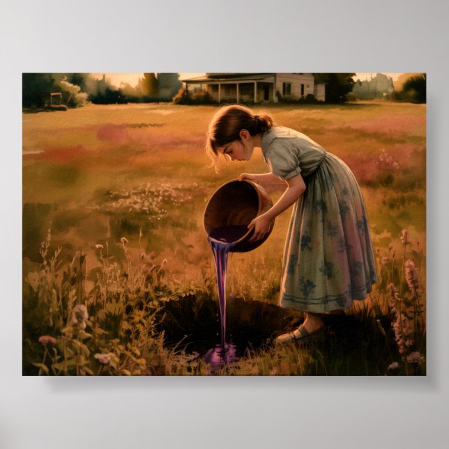 Young Girl with Bowl Poster Print Wall Art sunset (Front)
