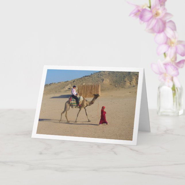 Young Girl with Camel Portrait Card (Orchid)