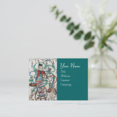 YOUNG GIRL WITH COLORFUL RIBBON SWIRLS AND CUPID BUSINESS CARD (Standing Front)