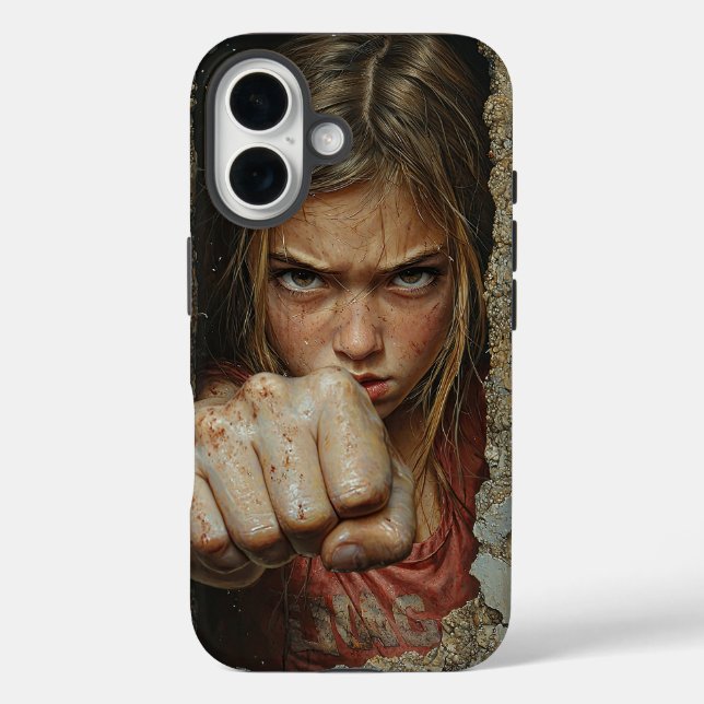 Young girl with fierce expression ready to punch.  Case-Mate iPhone case (Back)