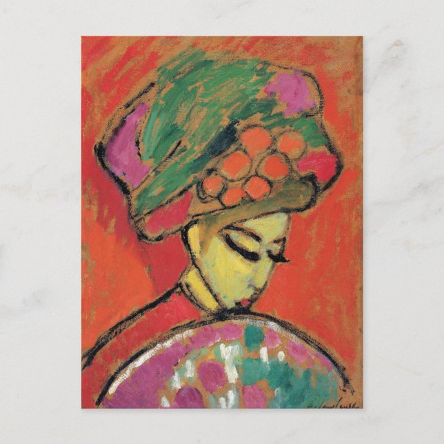 Young Girl with Flowered Hat Jawlensky Fine Art Postcard (Front)