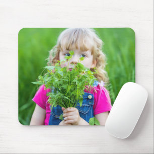 Young Girl with Handful of Weeds Mouse Pad