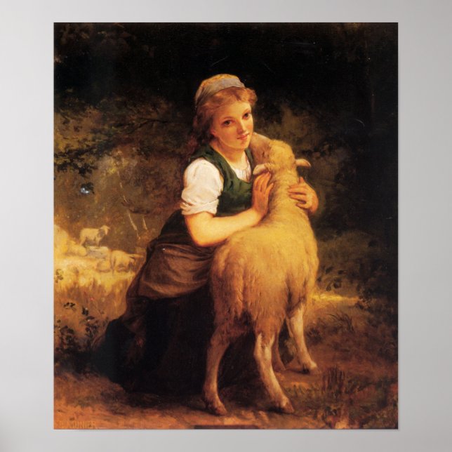 Young Girl With Lamb Poster (Front)